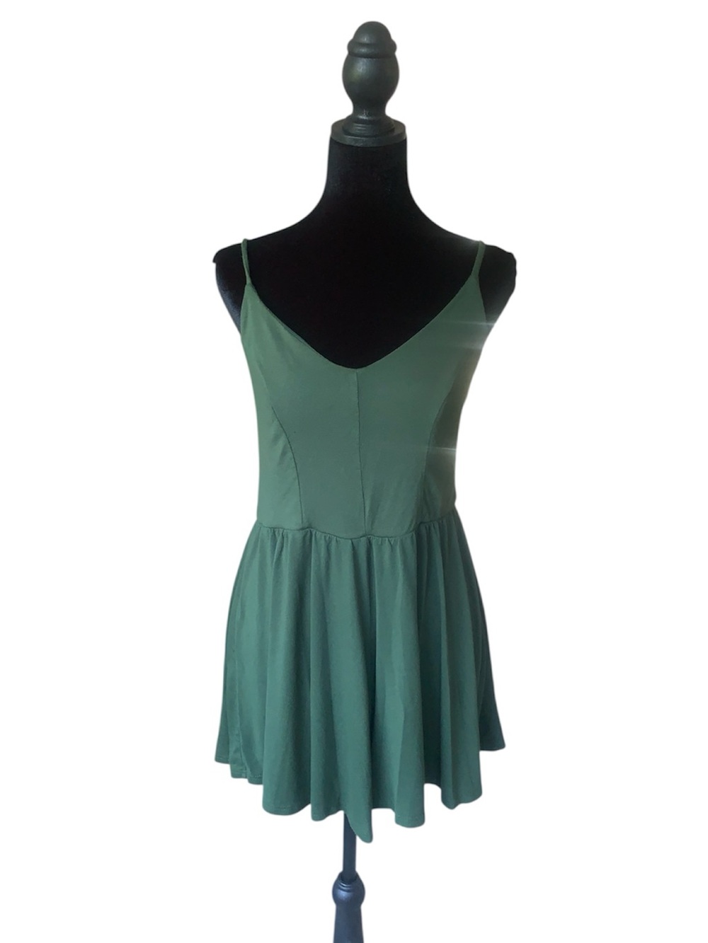 Wet Seal open X back Spaghetti Strap romper dark green size medium